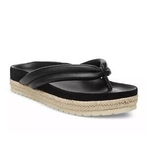 Vince Forest Black Espadrille Thong Platform Slide‎ Sandals